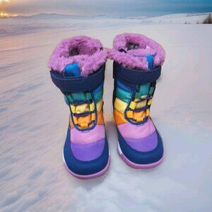 Merrel Girls Pink Rainbow Puffer Waterproof Insulated Warm Winter Boots 9M or 1